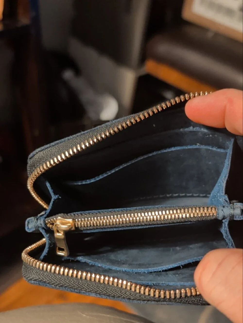 Portland Leather Blue Zip Card Holder